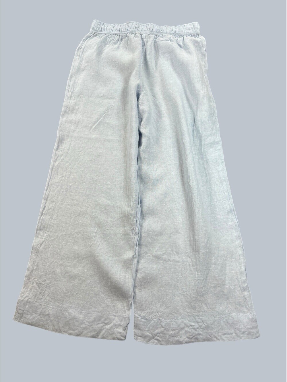 Joie M Pastel Blue 100% Linen Wide Leg Pull-on Cropped Pants Beach Coastal Resor - Picture 13 of 14